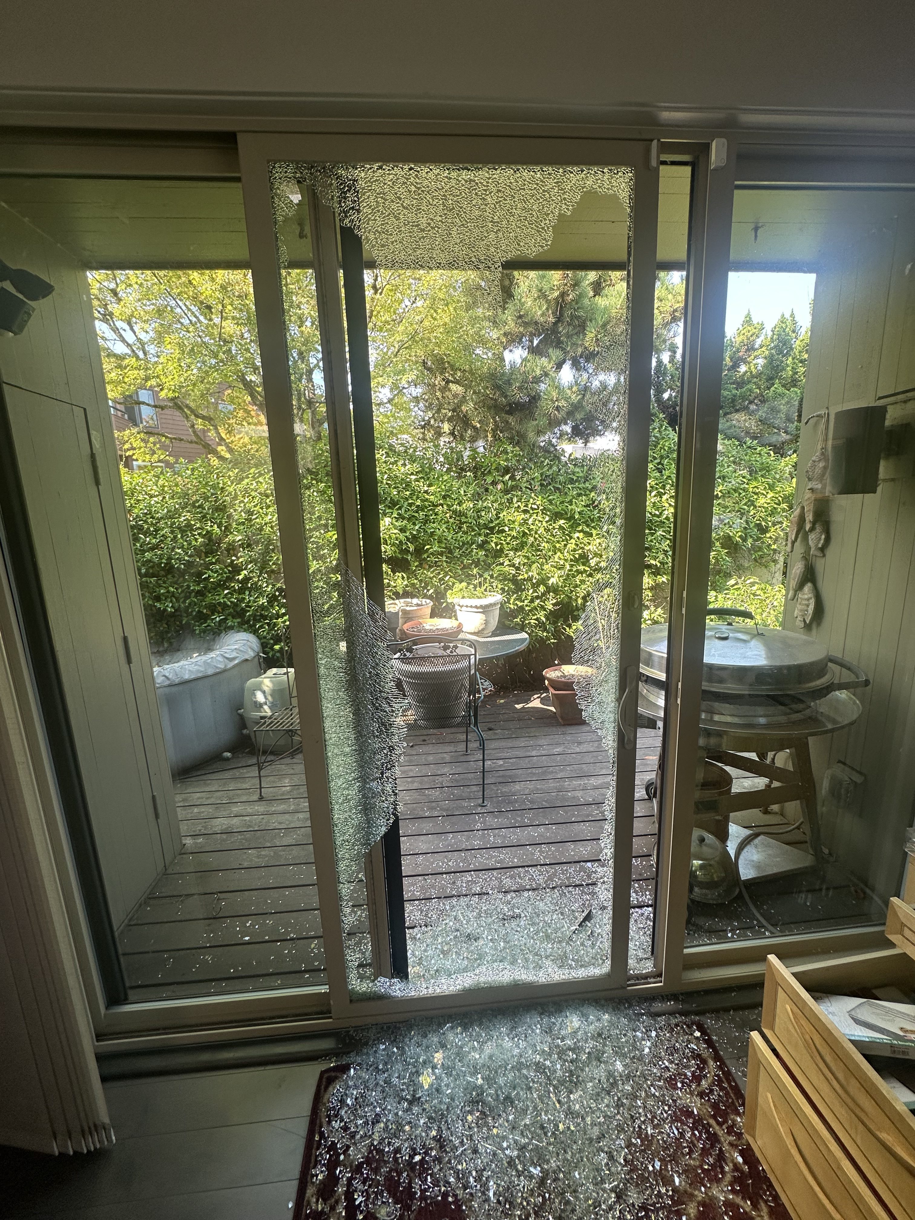 Broken sliding glass door in Portland OR